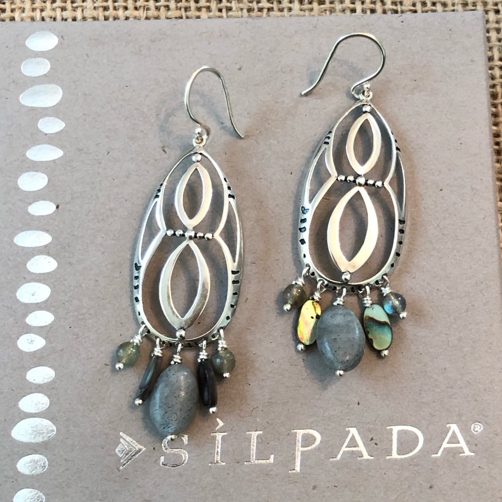 Silpada Silver Infinity Abalone Gemstone Earrings - Picture 2 of 4